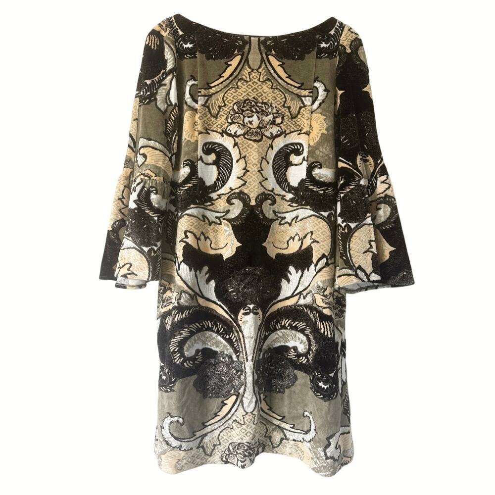 LAFAYETTE 148 Baroque Print 3/4 Sleeve Tunic Dress Size M